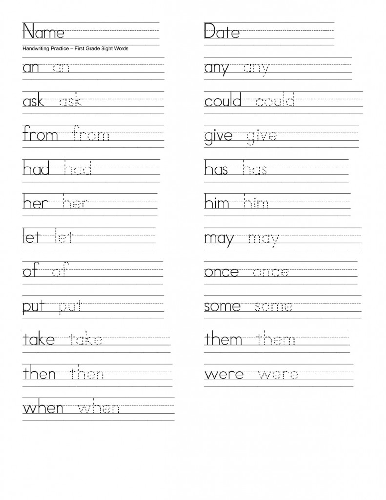 Grade 1 Writing Worksheets Free Printable Words