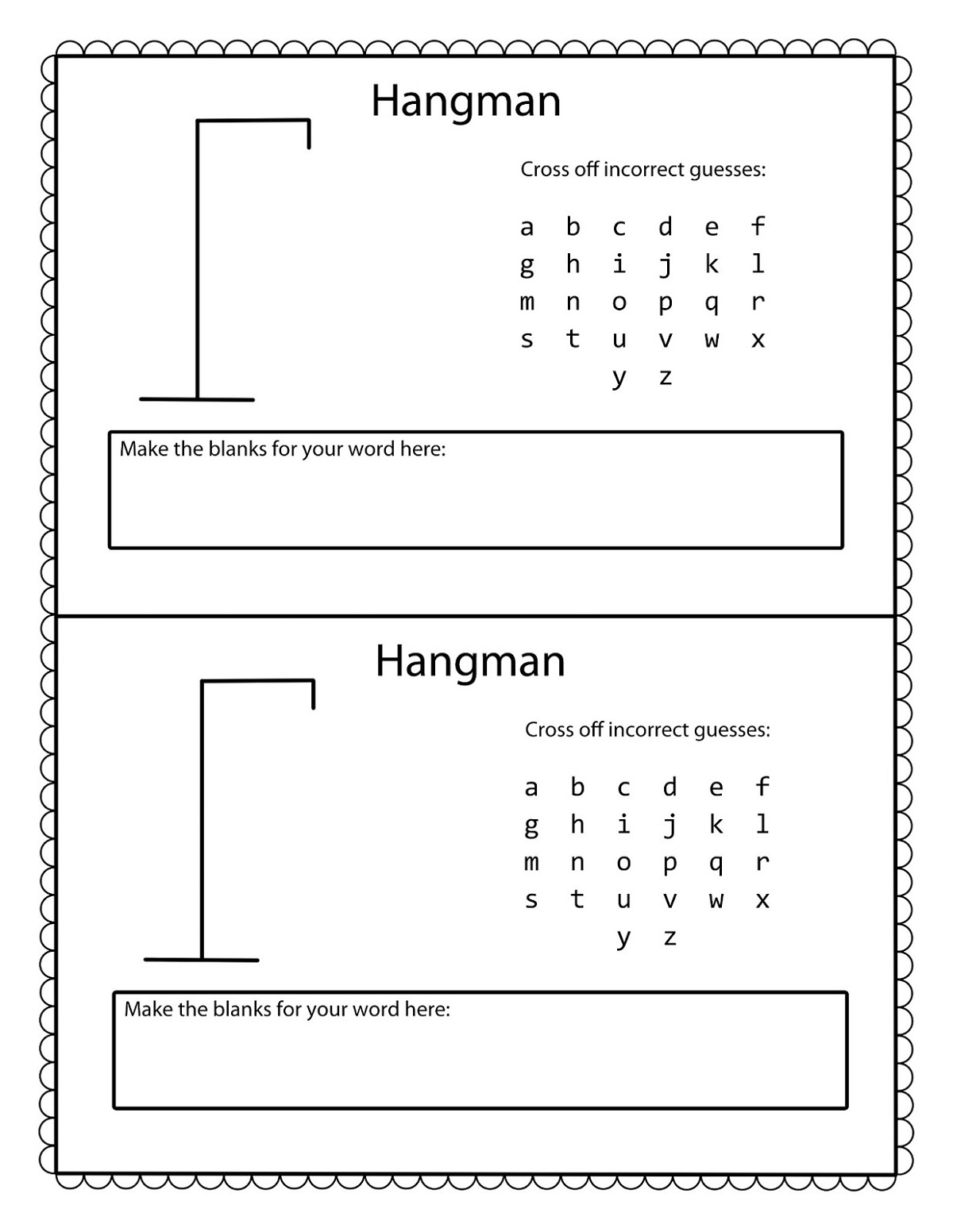 Blank Hangman Word Game