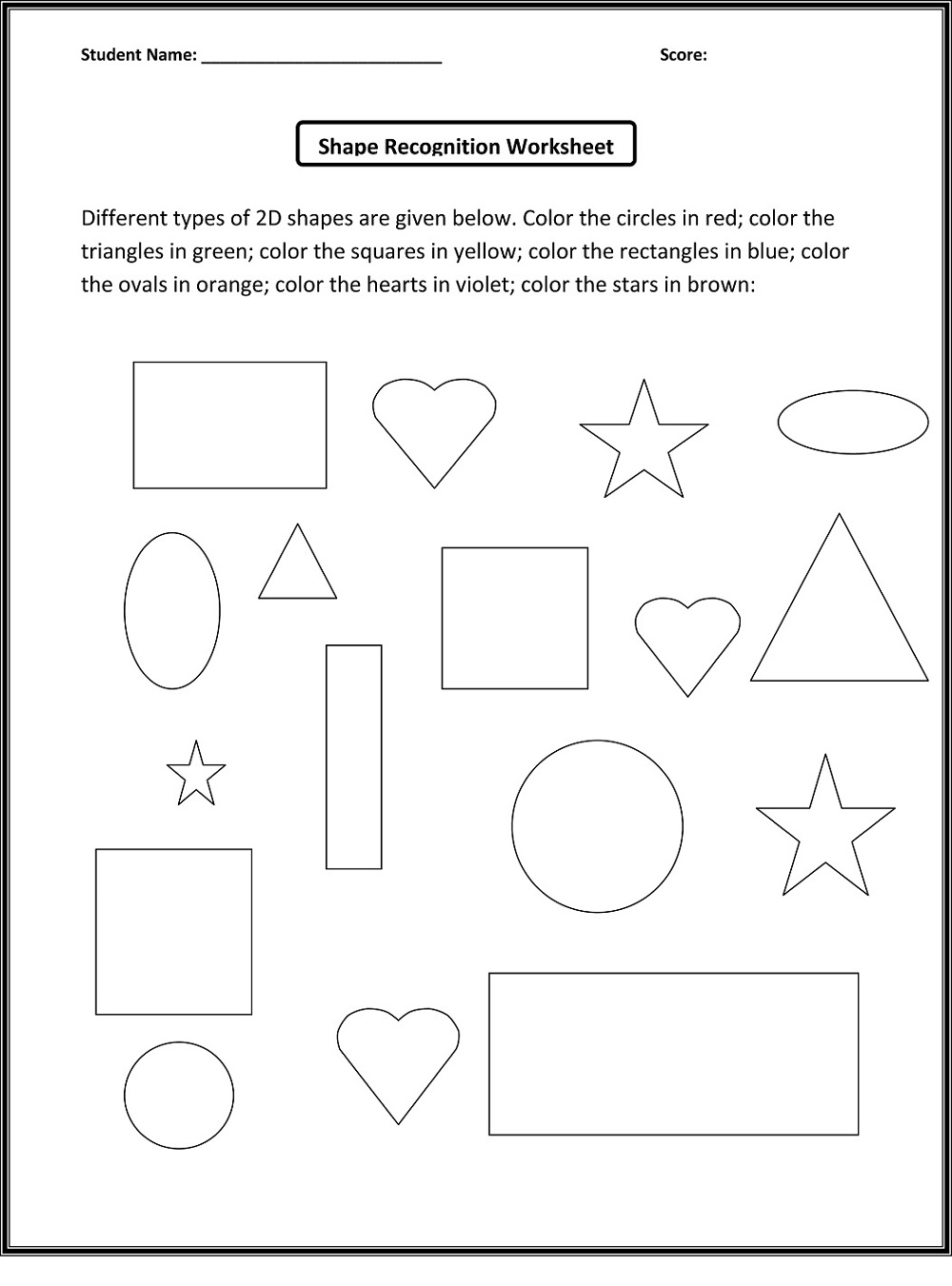 Coloring Basic Shapes Worksheets