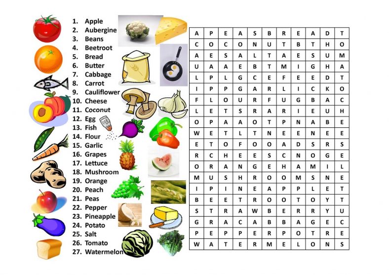 Food Word Searches With Pictures