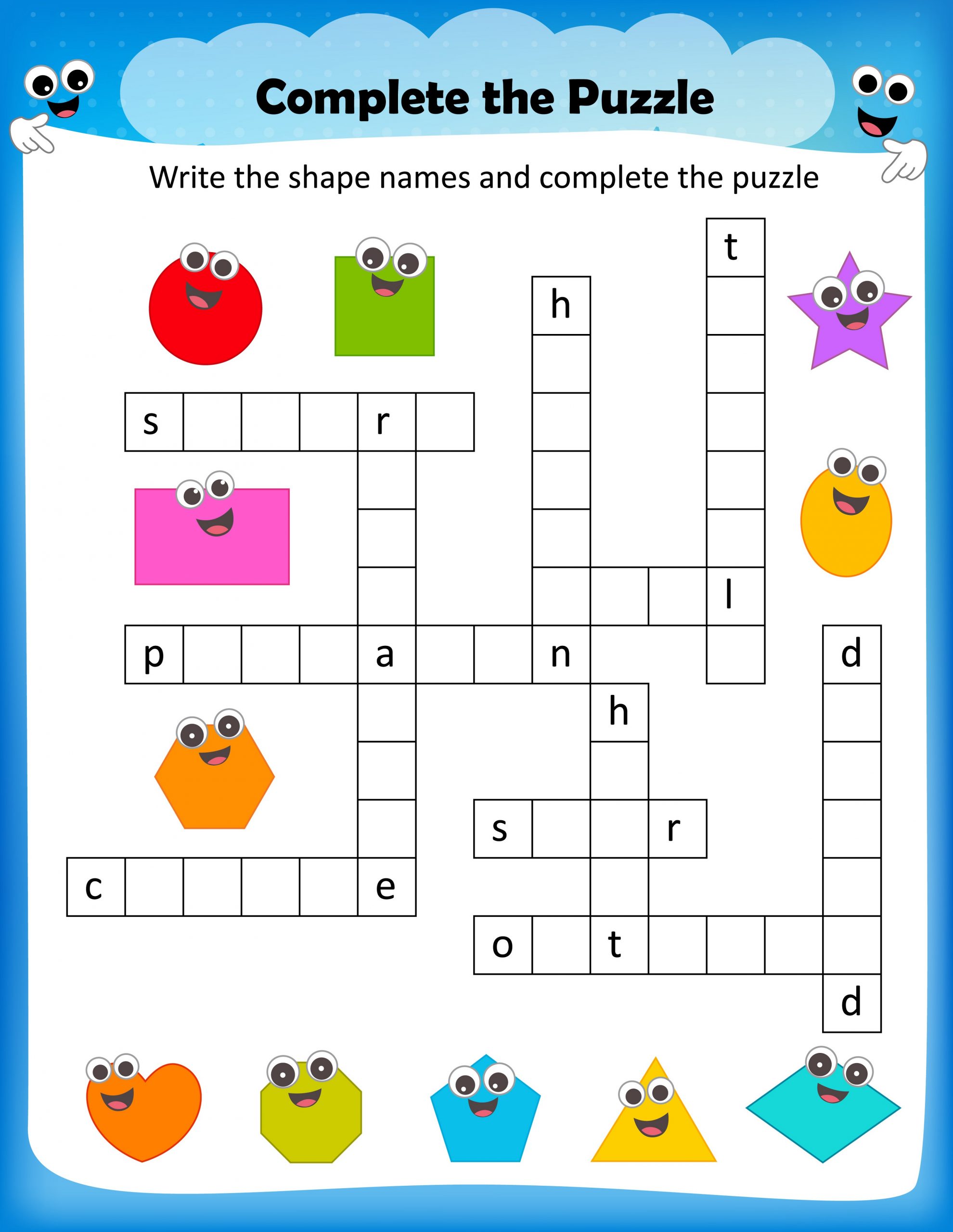 Shape Crosswords for Kids