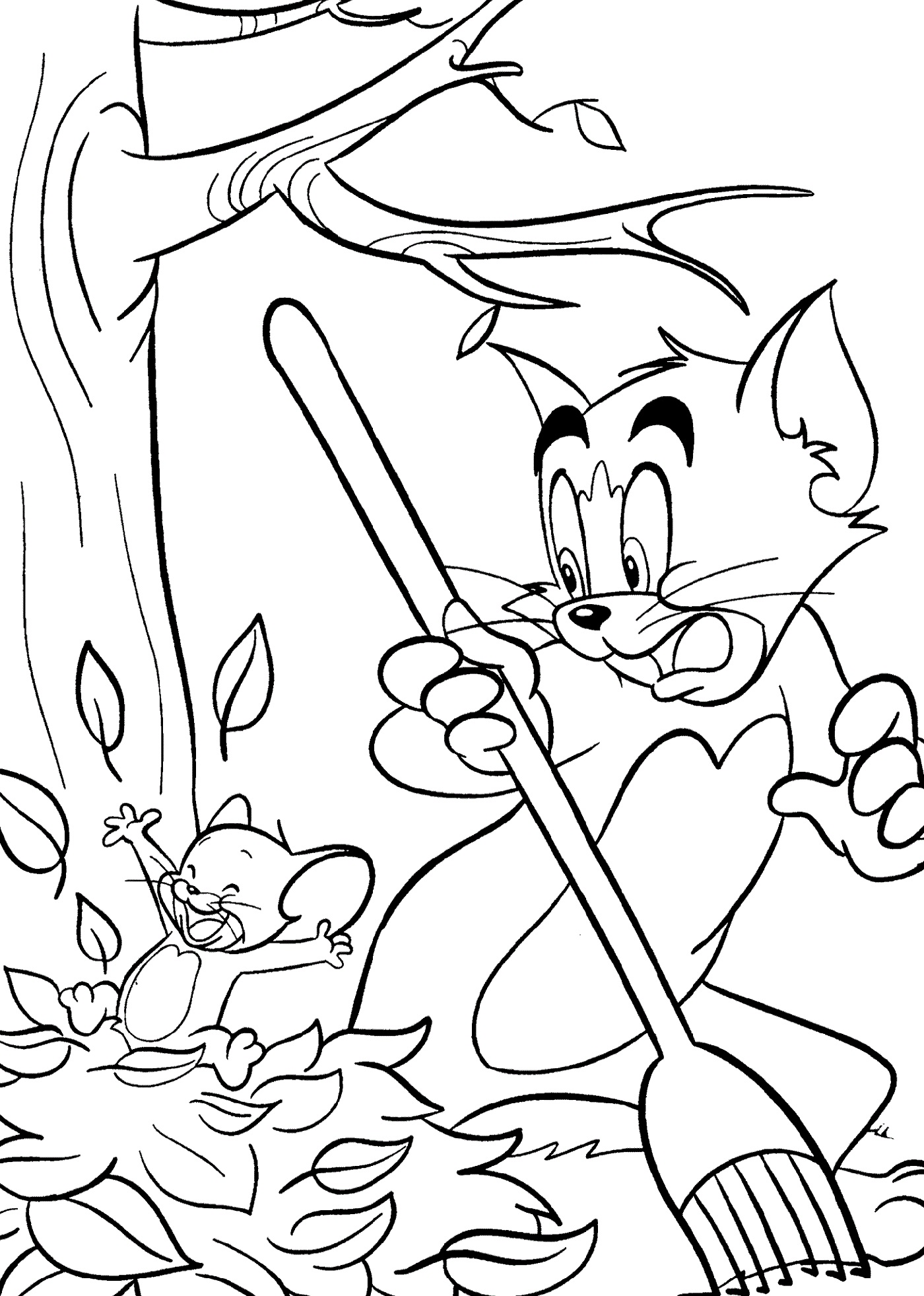 Tom and Jerry Fall Coloring Sheets