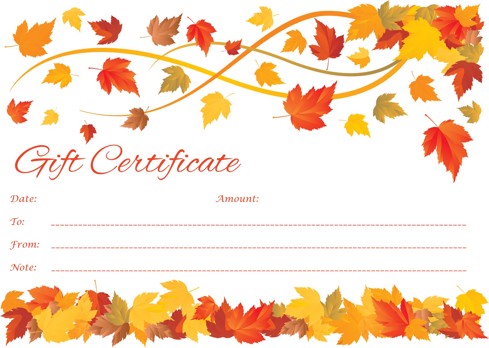 Fall Gift Certificate Template