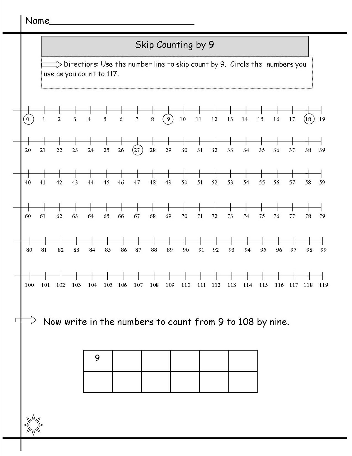 Free Skip Count by 9 Worksheets 101 Activity