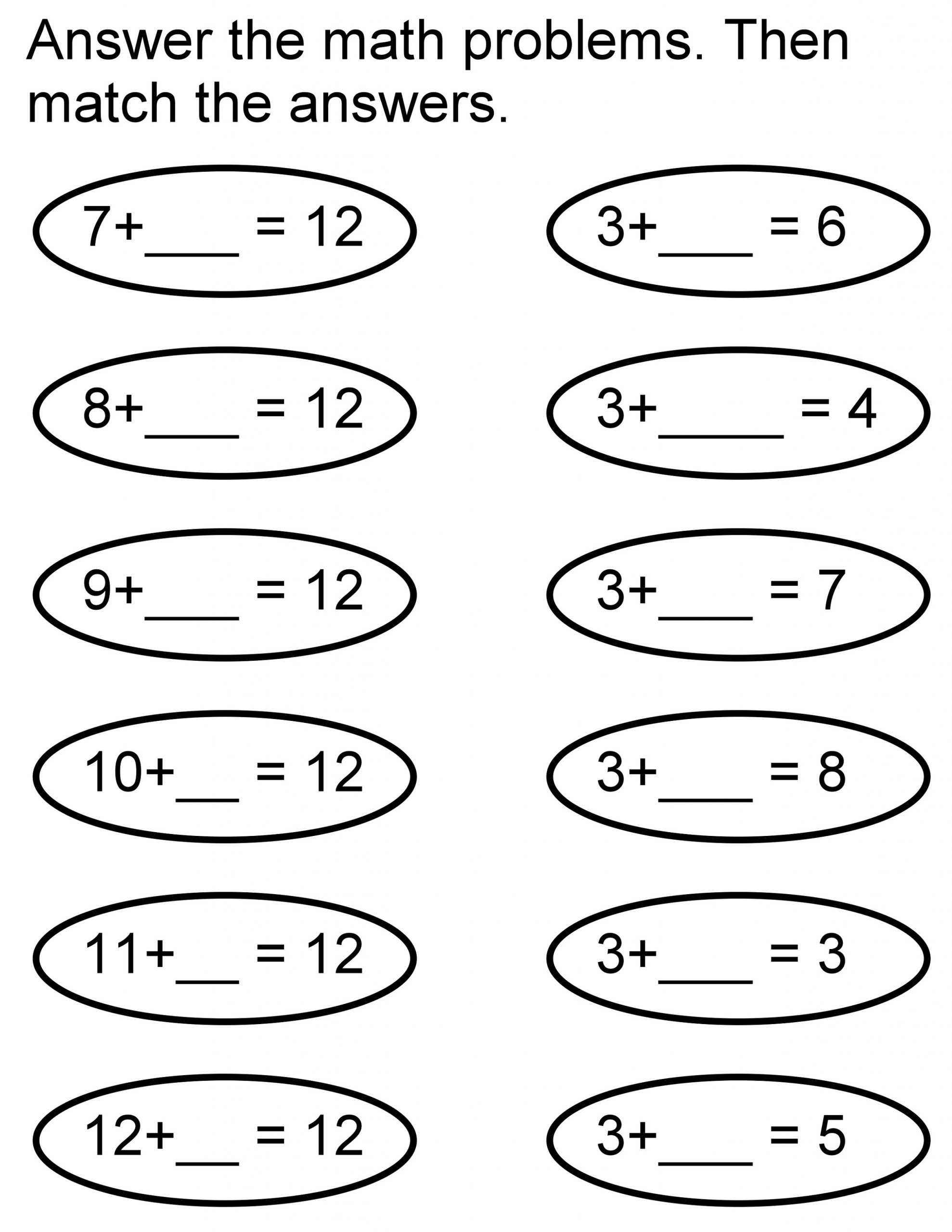 Matching Fun Math Worksheets