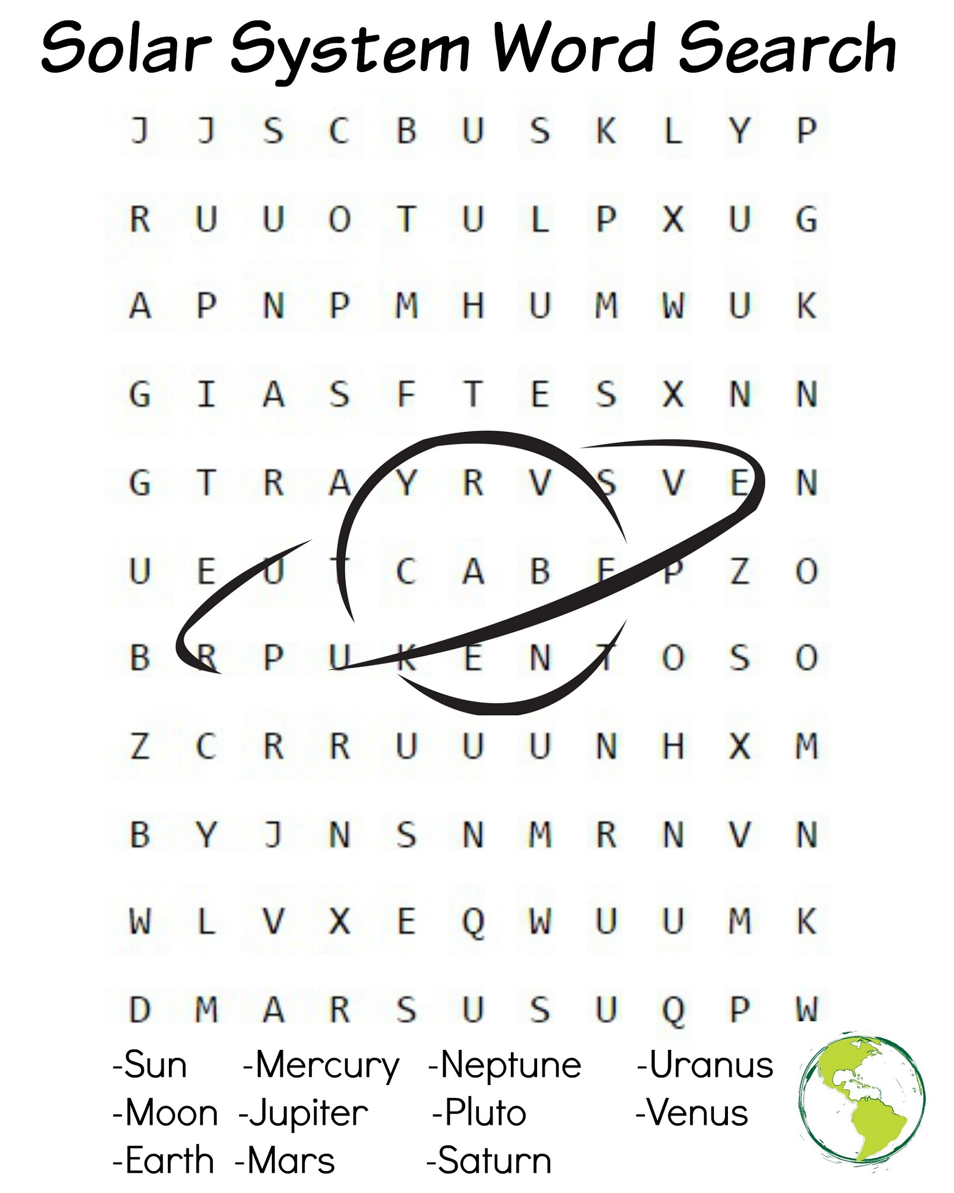 Outer Space Worksheets Word Search