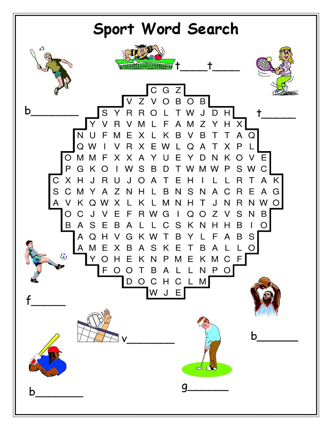 Sport Word Searches to Print