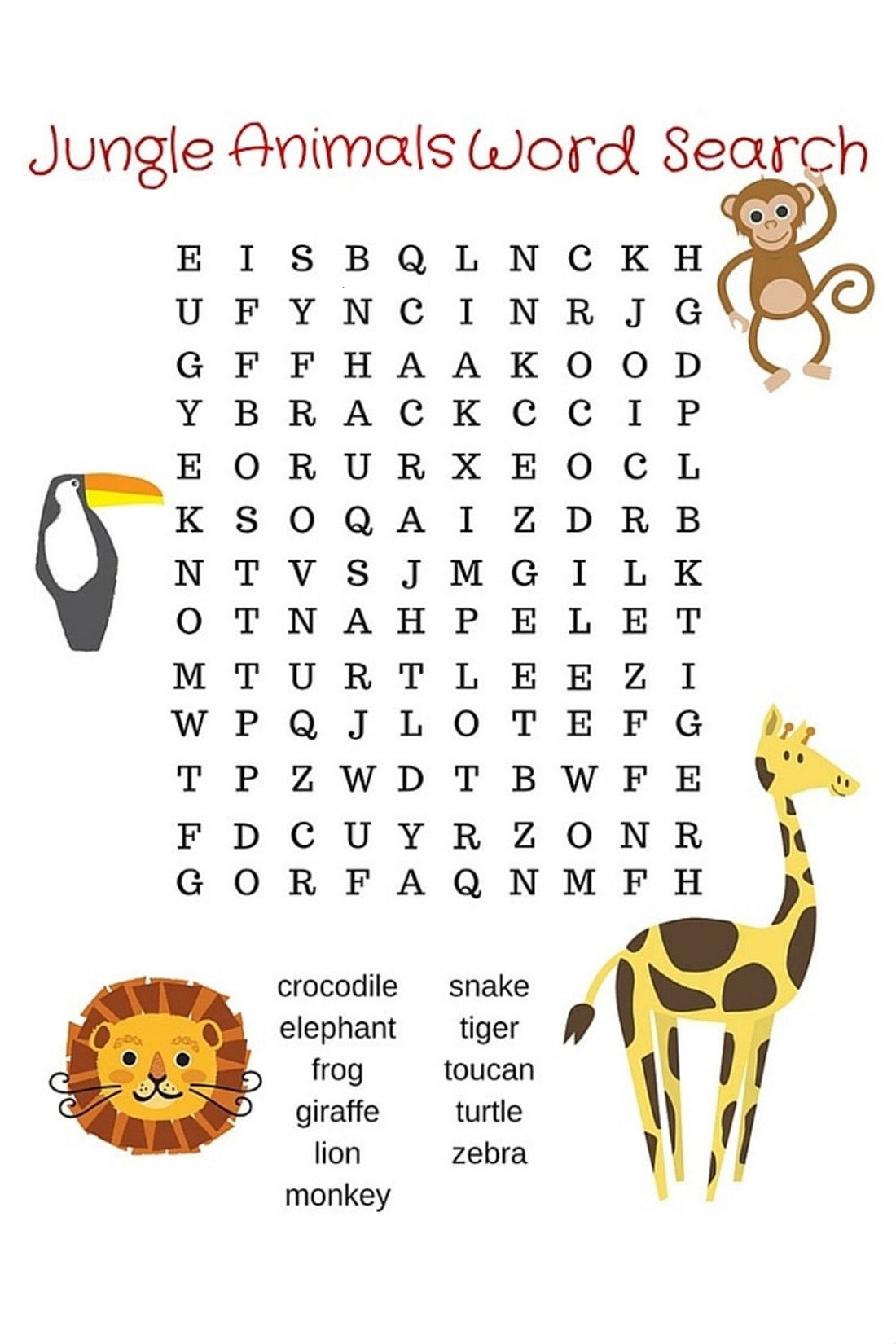 Animal Word Search for Children