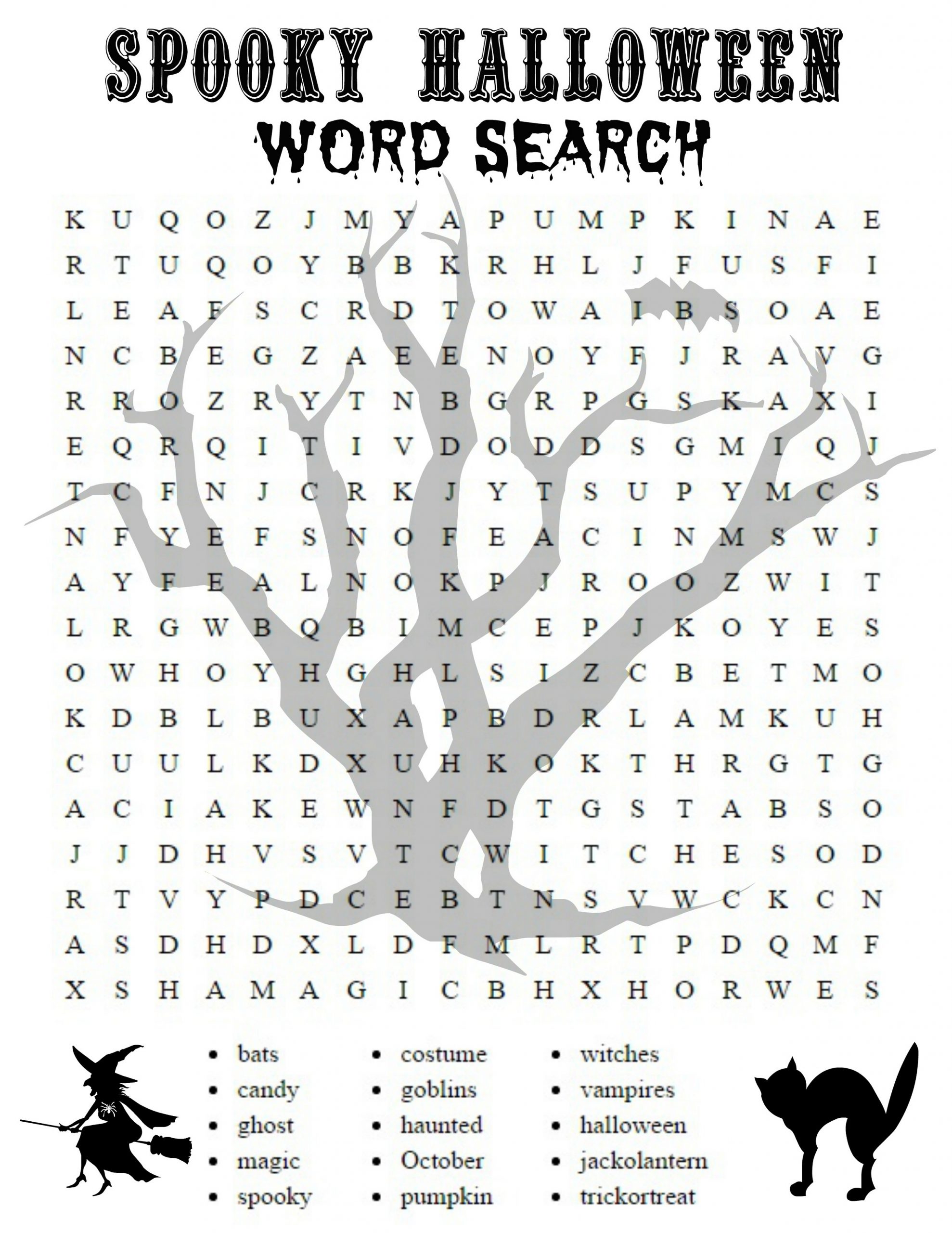 Halloween Word Search for Children