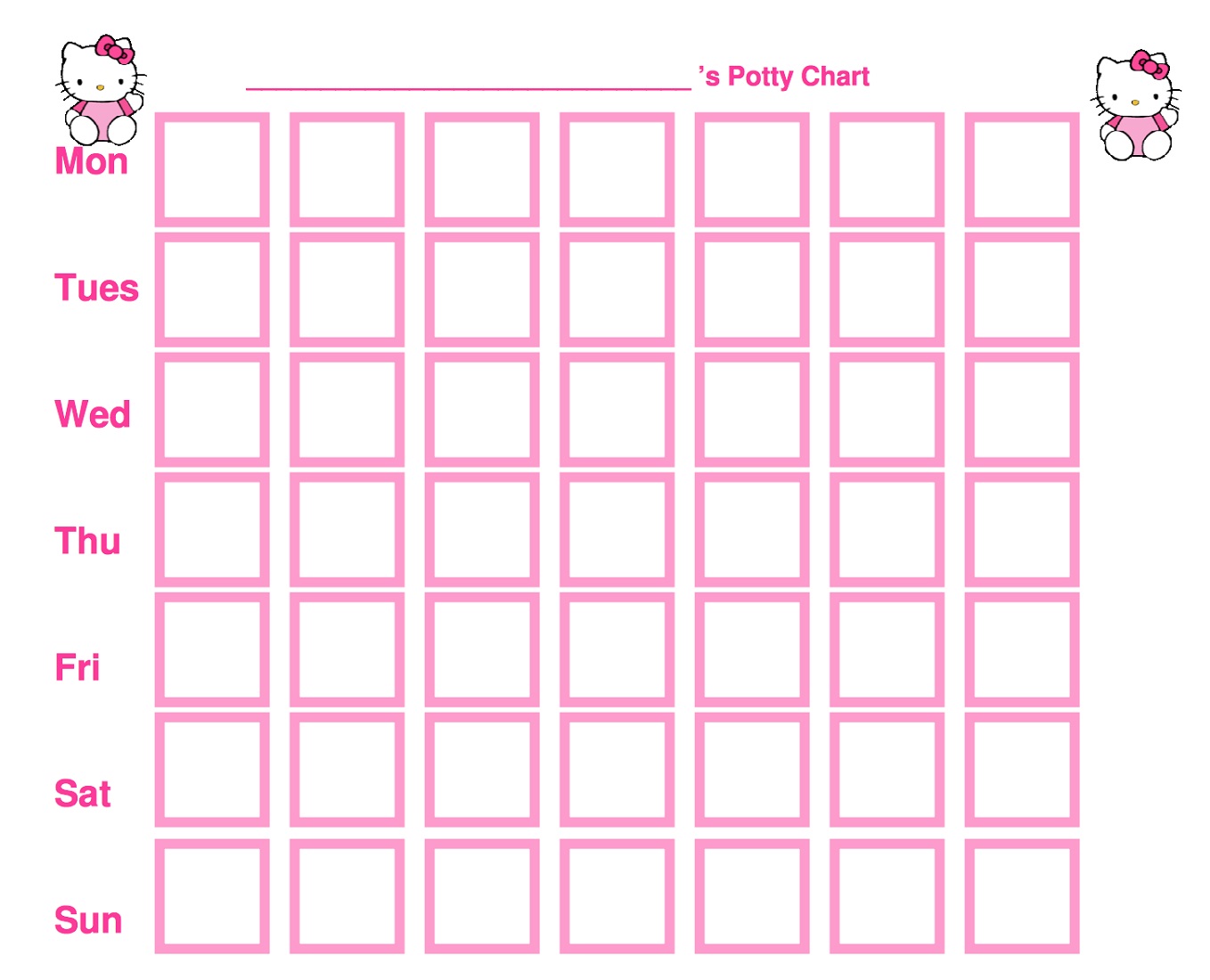 Hello Kitty Printable Potty Chart