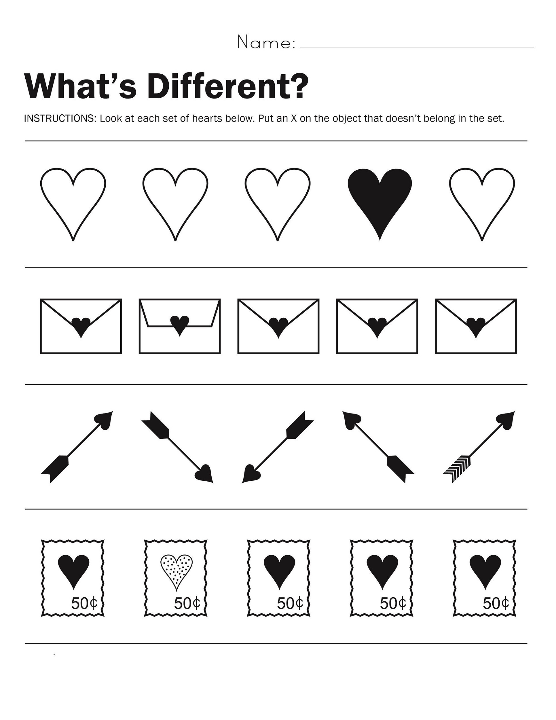 Valentine Same And Different Worksheets