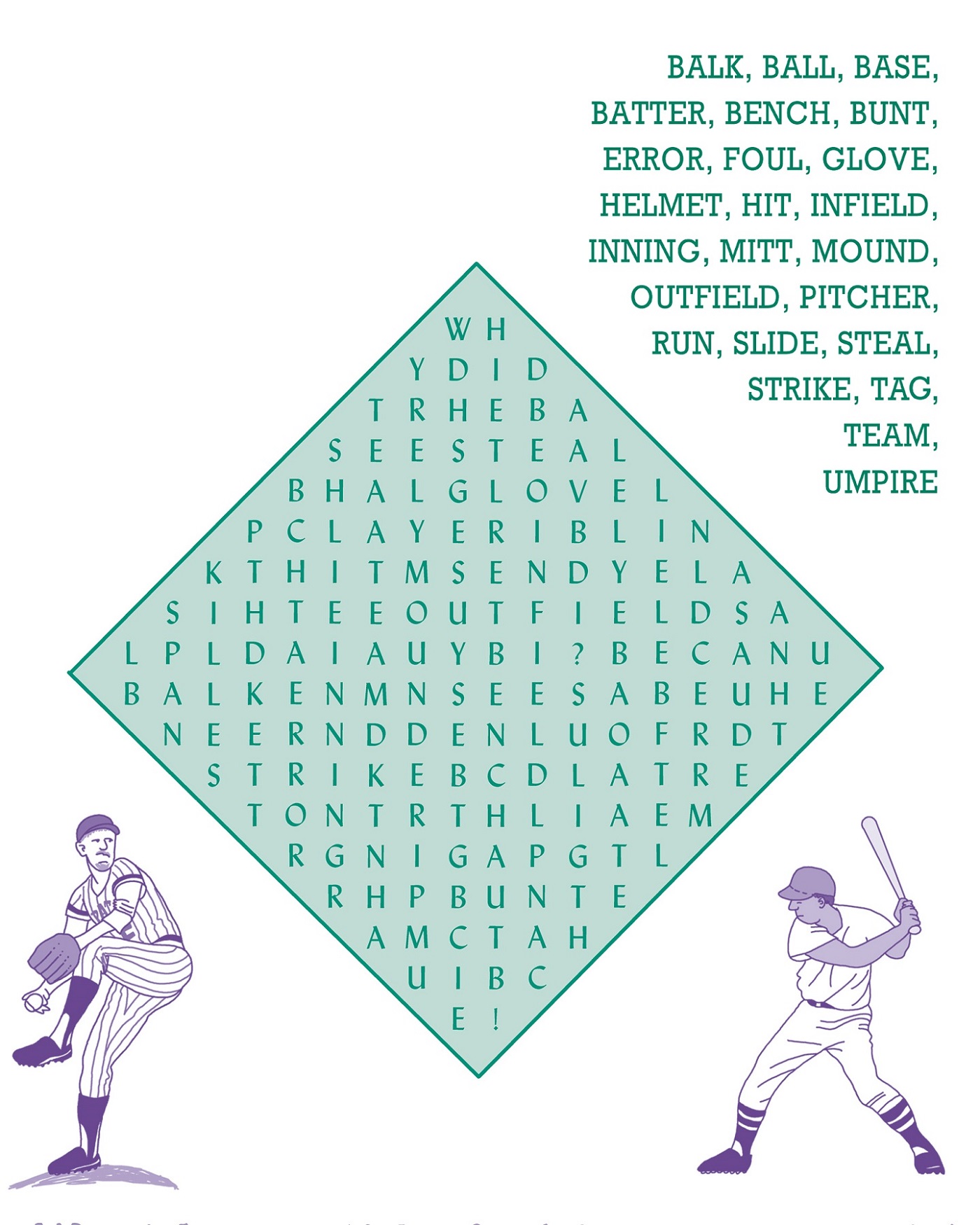 Word Search for Children About Baseball