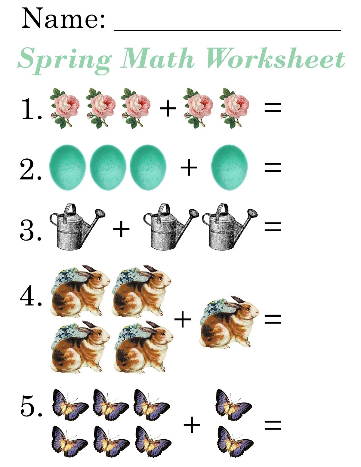 Spring Picture Math Worksheets