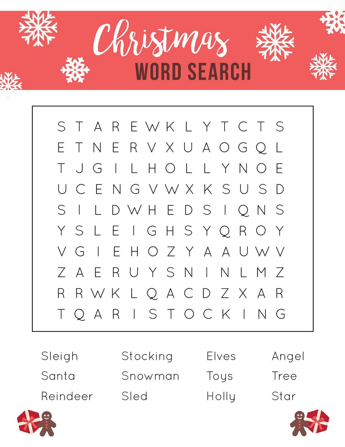 Christmas Wordsearch for Kids