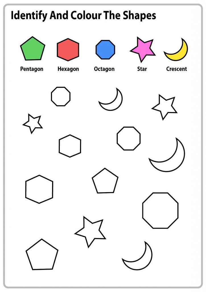 Color By Number Shapes Worksheets