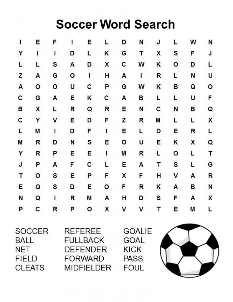 Soccer Word Search Fun for Kids 101 Activity