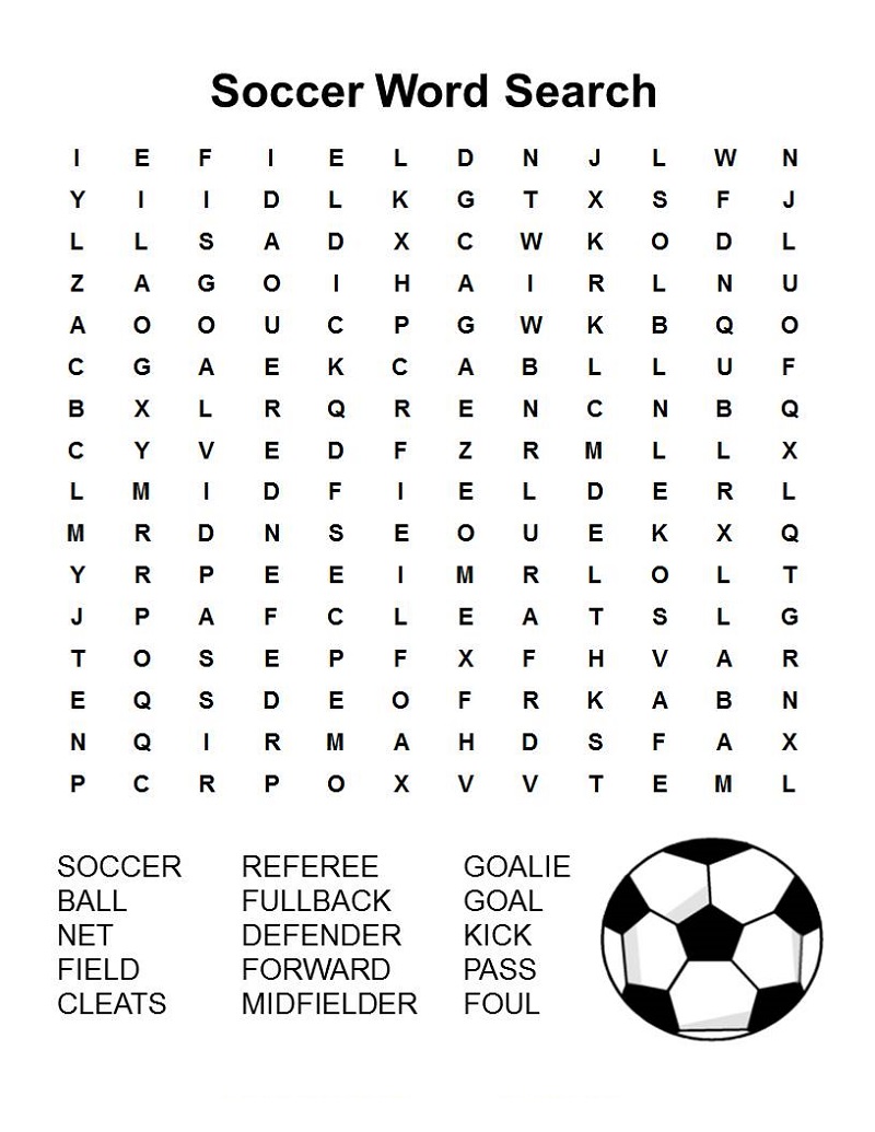 Soccer Word Search for Kids