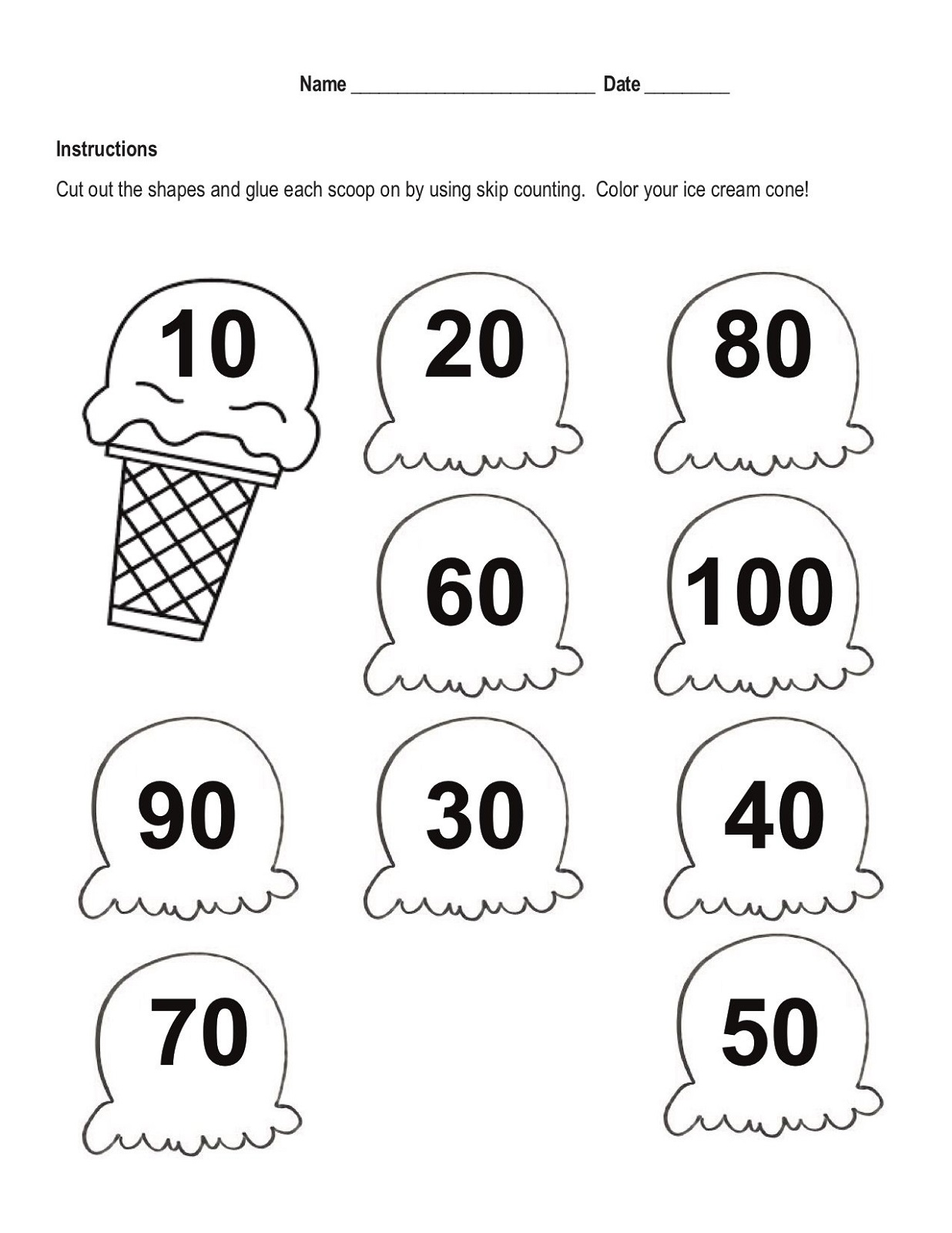 Coloring Skip Count By 10 Worksheet