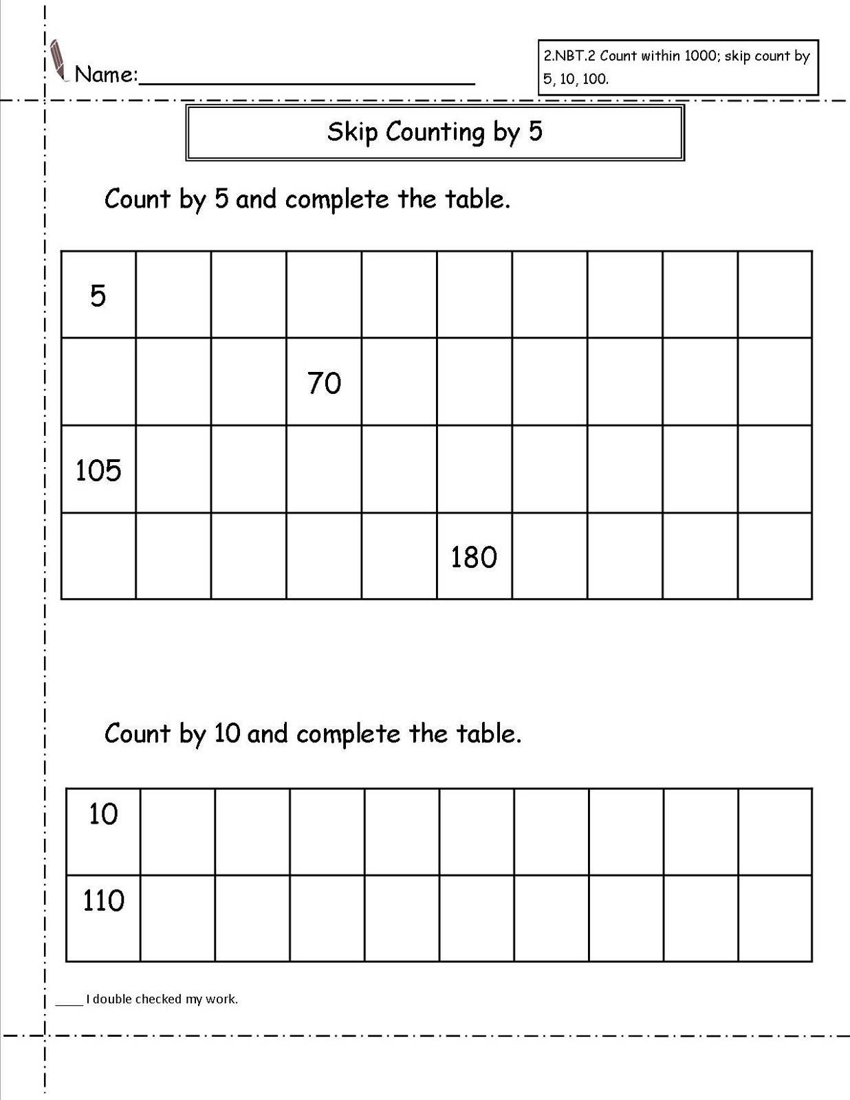 Count By 5 Worksheet for Kids