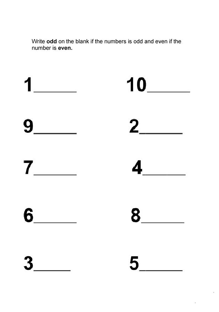 Easy Odd And Even Numbers Worksheets