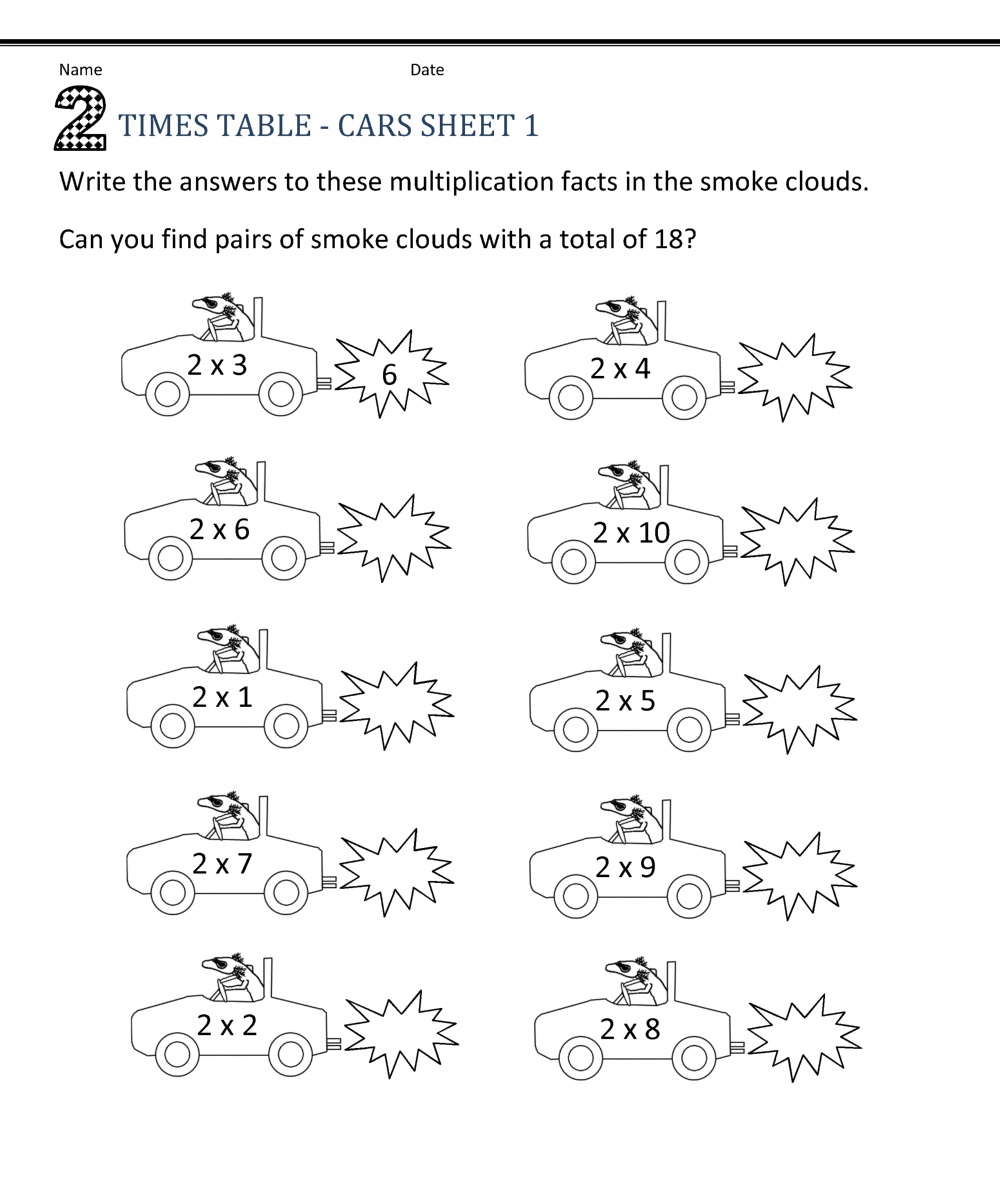Fun 2 Times Tables Worksheets