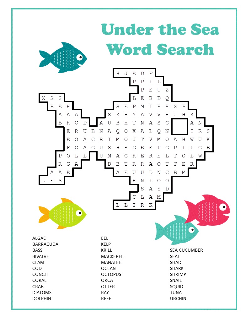 Ocean Free Word Search Puzzles For Kids