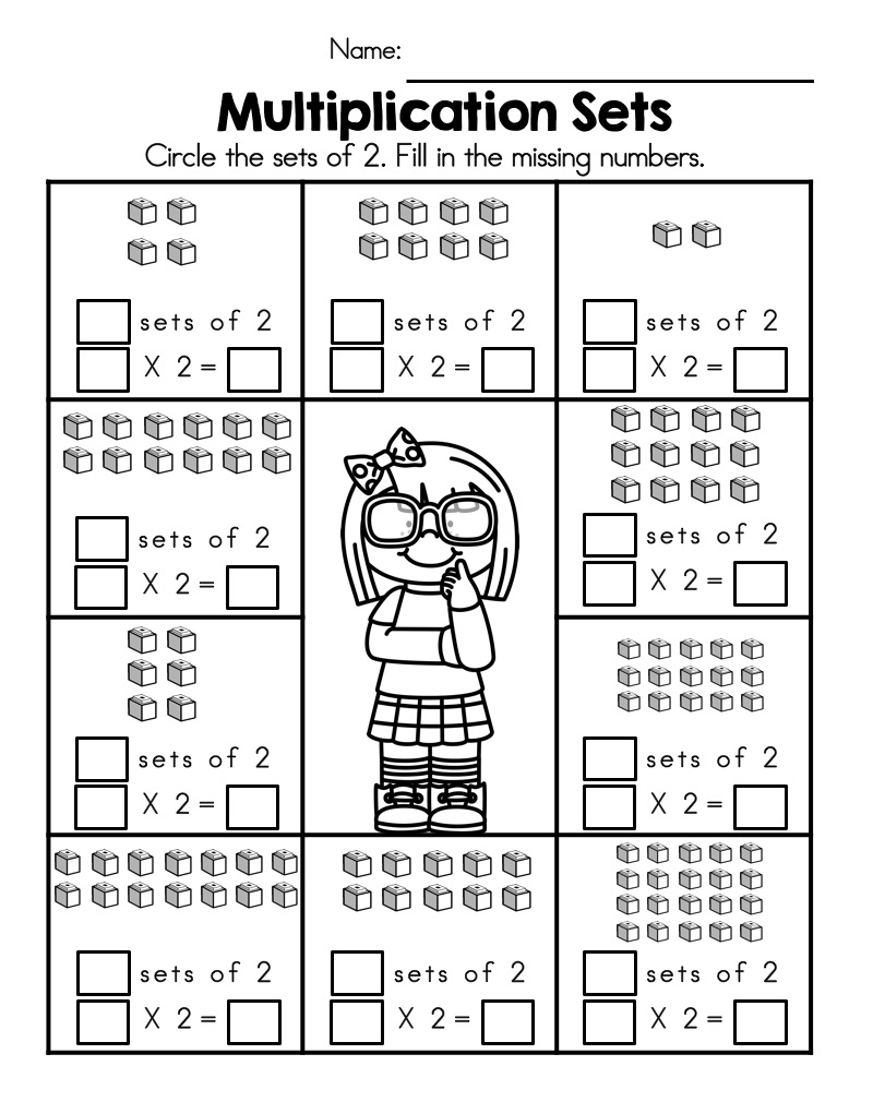 Printable 2 Times Tables Worksheets