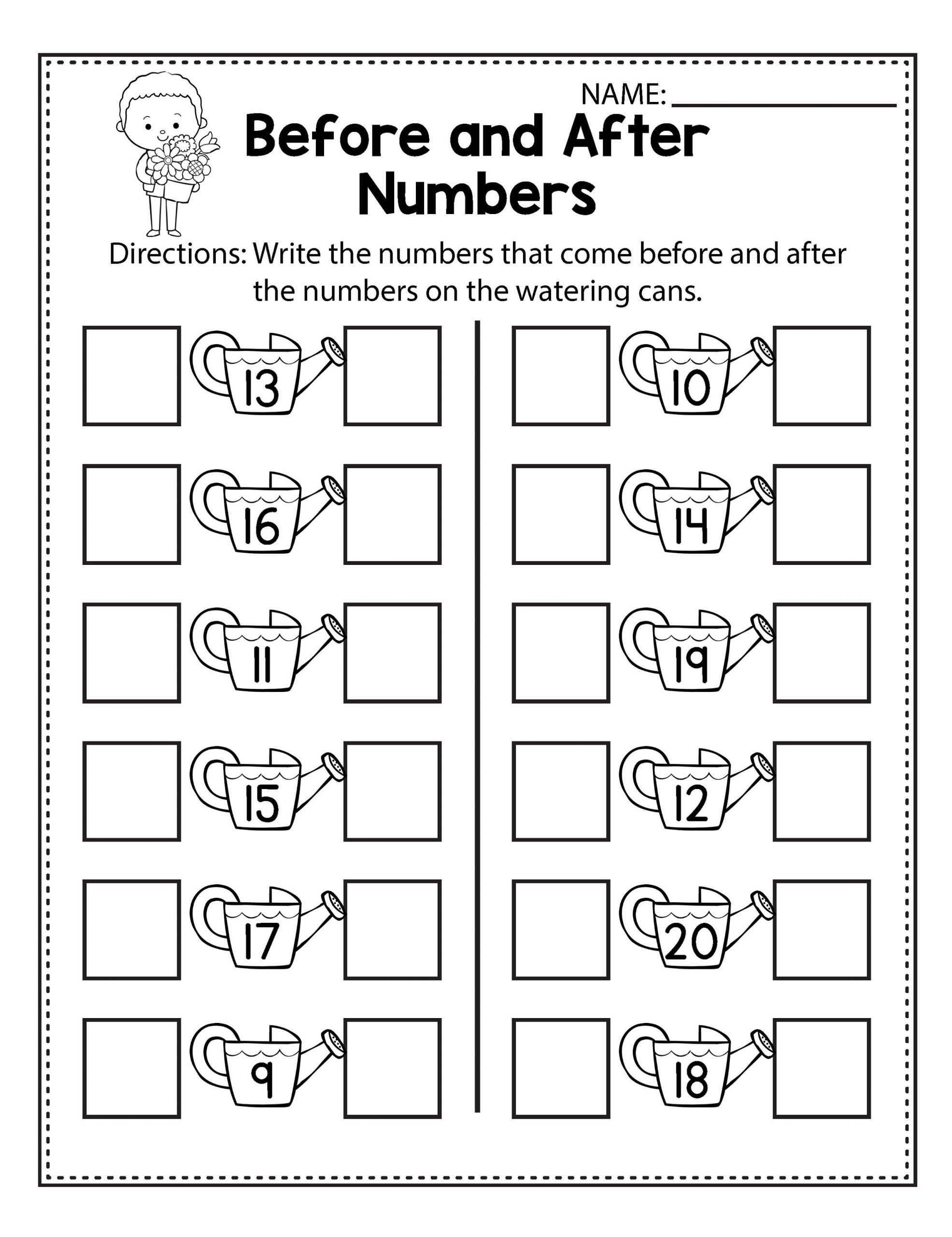 Spring Before And After Number Worksheets