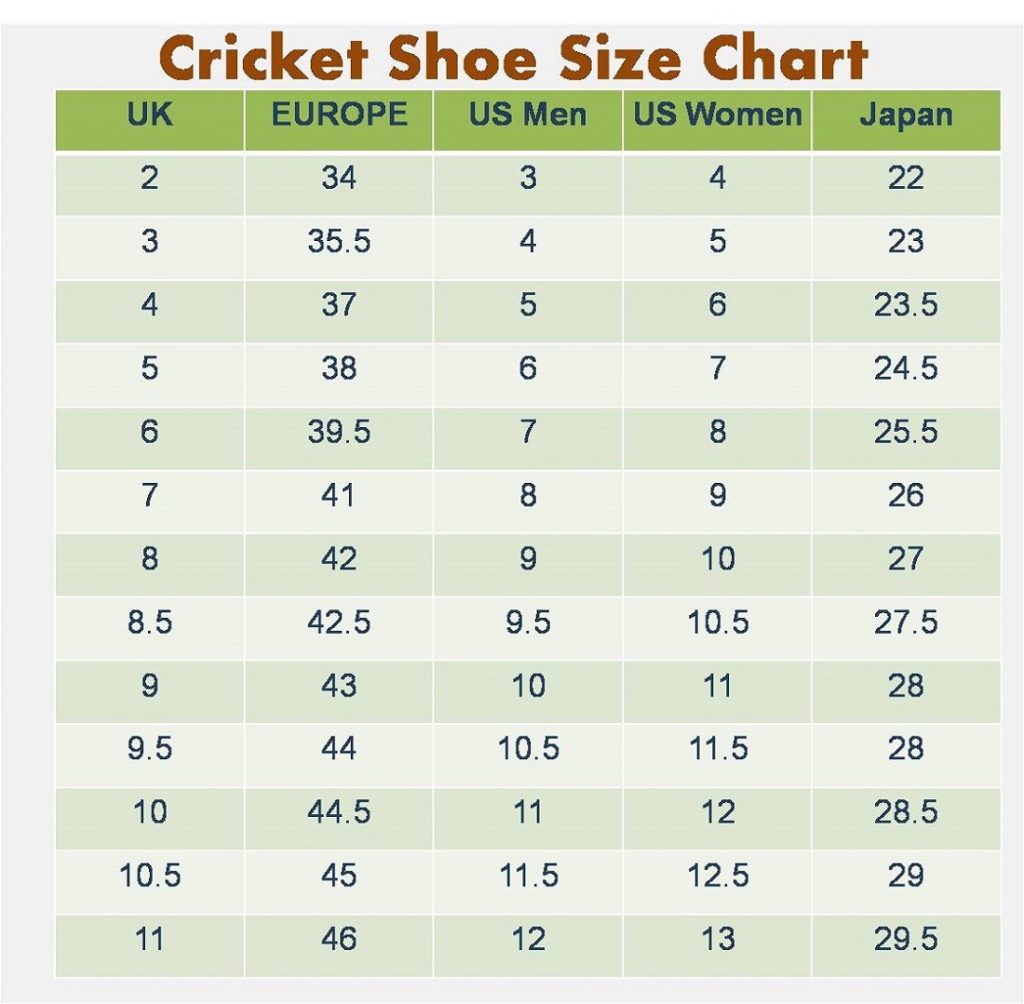 Printable Shoe Size Charts | 101 Activity