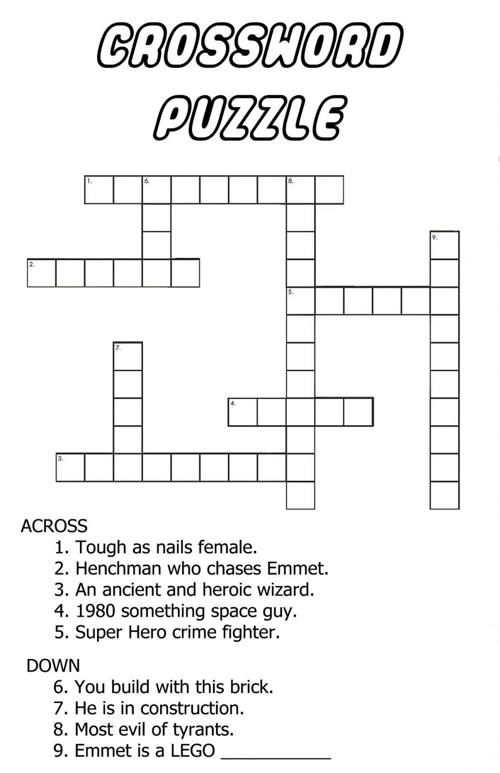 printable crosswords for middle school