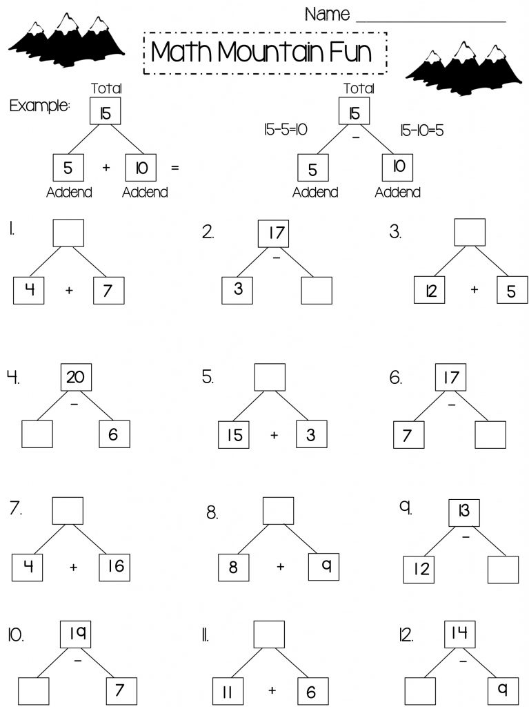 Fun Math Worksheets For 1st Gr