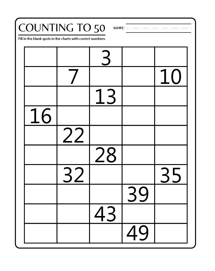 1-50 Number Chart worksheet