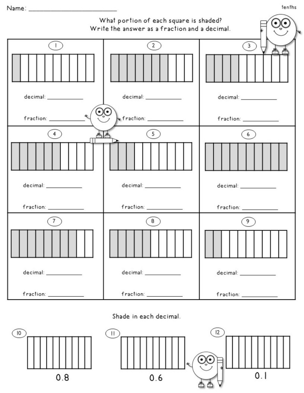 Free Tenths and Hundredths Worksheets to Print 101 Activity