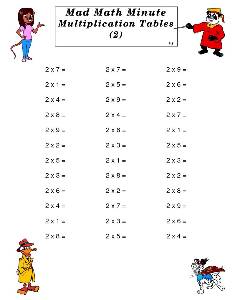 imes Table Multiply By 2 Worksheet