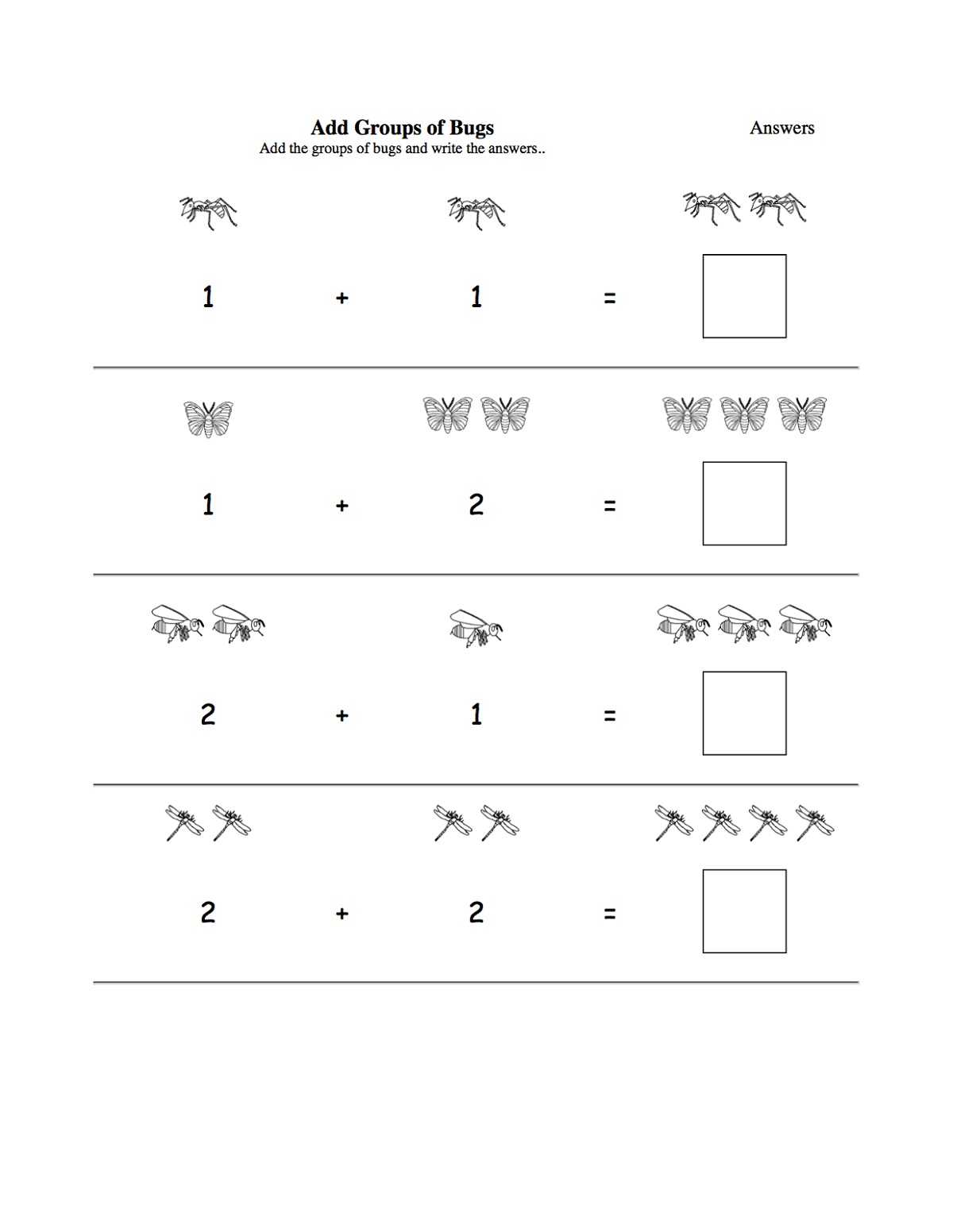 Addition Worksheets For 3 Year Olds