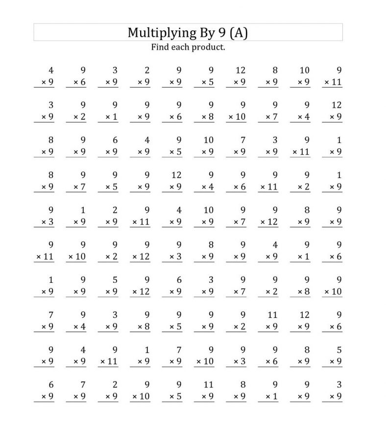 Free 9 Times Table Worksheet