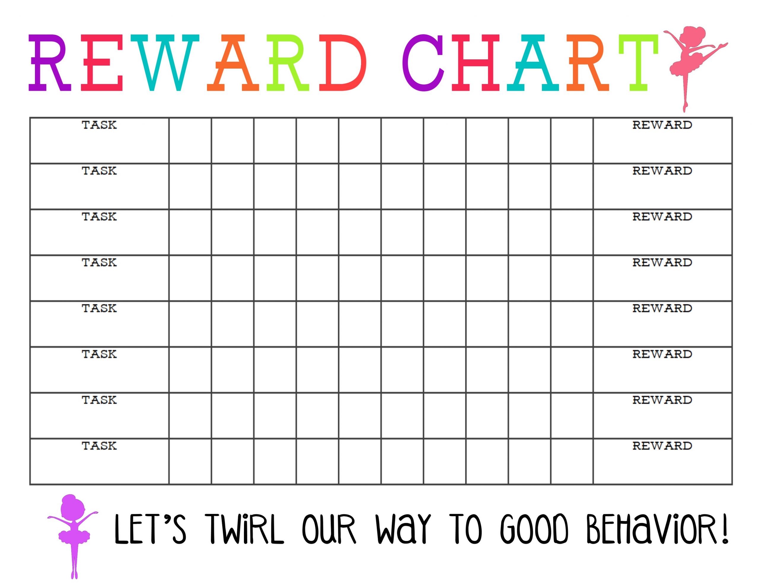 Reward Chart Printable for Girl