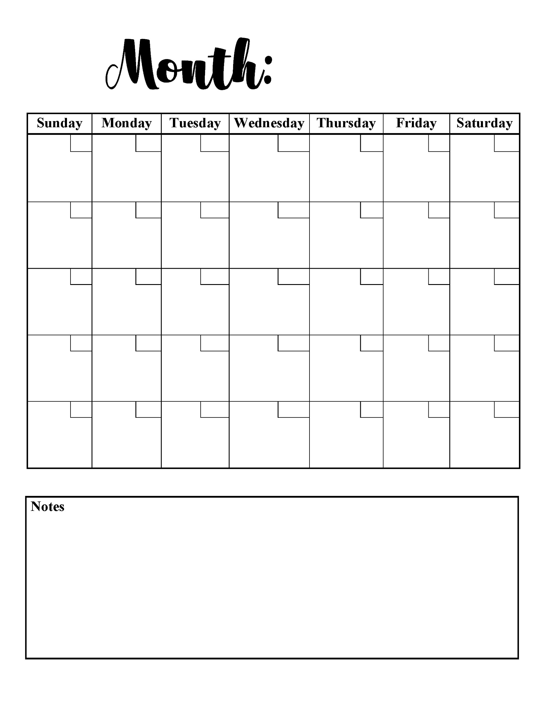 Blank Calendar Pages 2021 Template