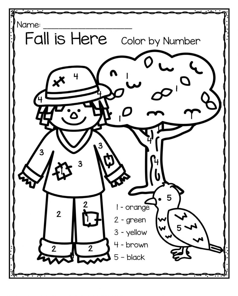 Fall Color By Numbers Worksheet