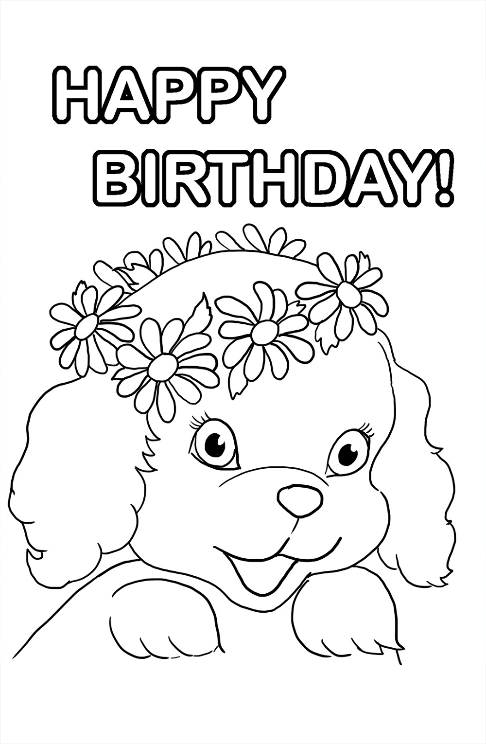 Happy Birthday Color Page Clipart