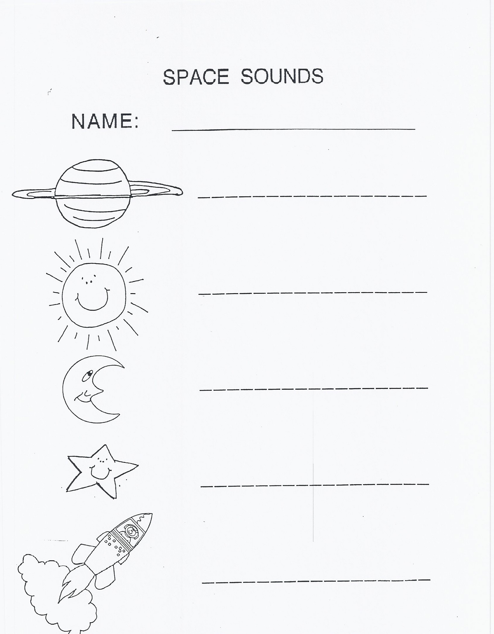 Outer Space Worksheets For Kids Space Sound