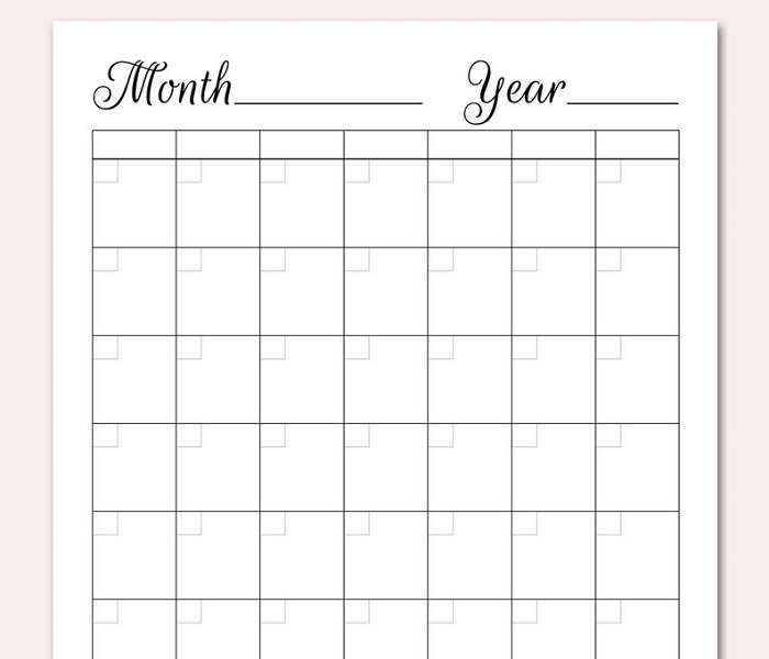 Printable Blank Calendar Pages 2021