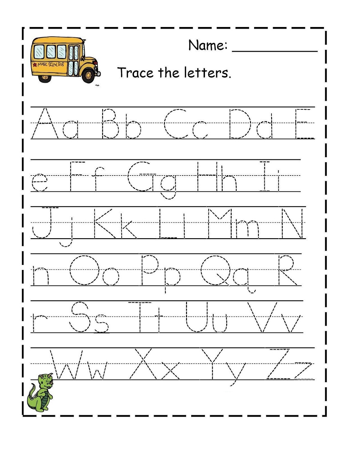 abc tracer pages for kids