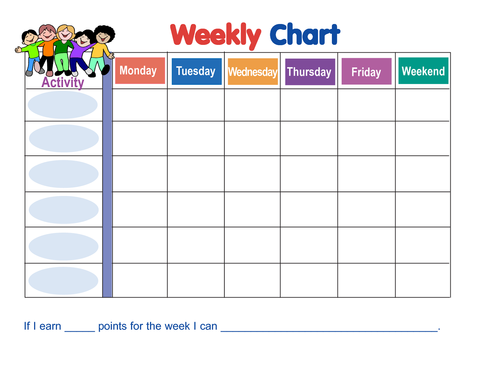 days of the week activity schedule