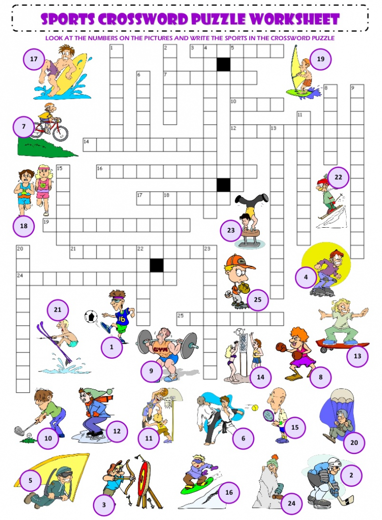 fun sports crossword puzzles for kids