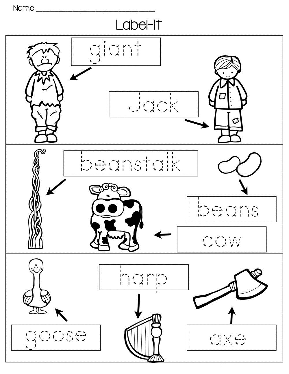jack and the beanstalk worksheets for kids