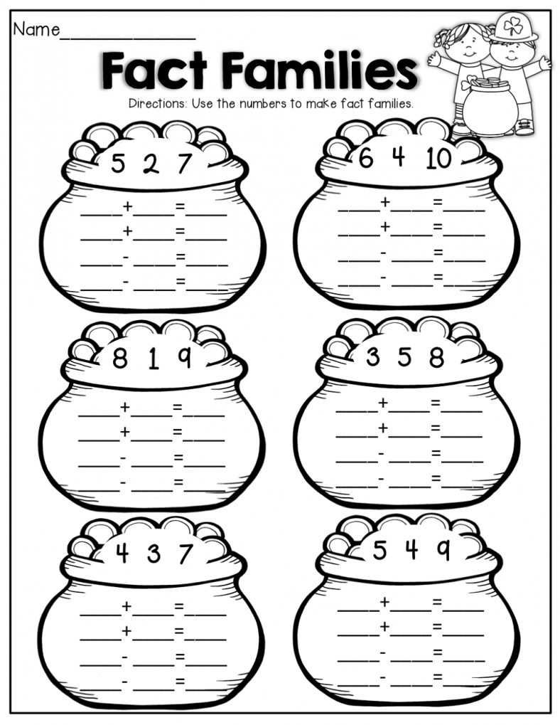 learning fact family worksheets for first grade