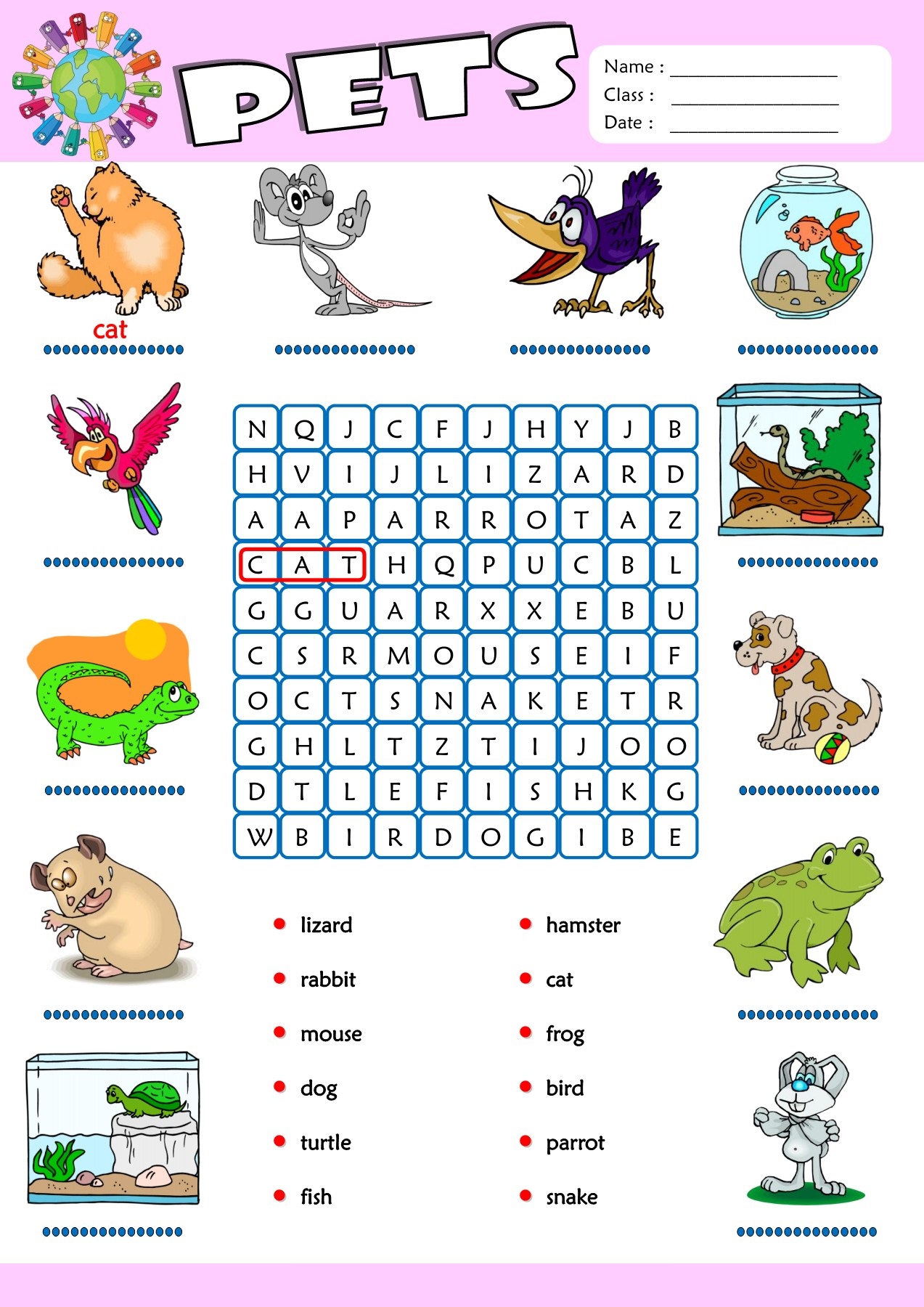 pet word search for kids