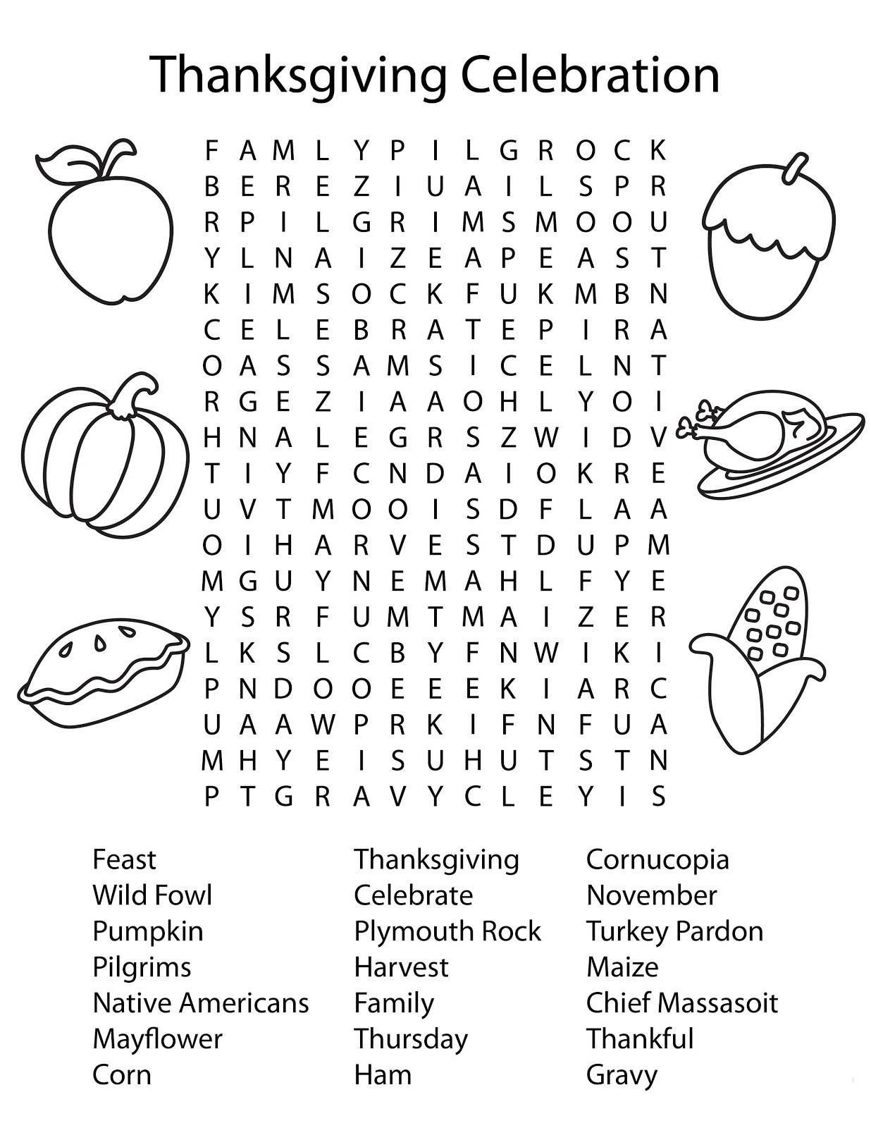 thanksgiving free activity pages for kids