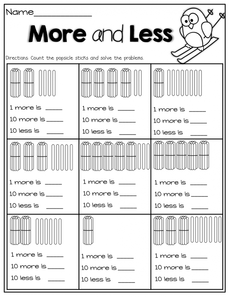 more and less worksheets activity